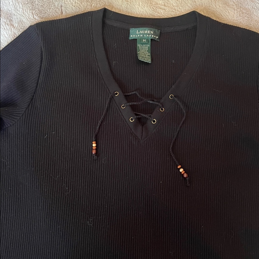 Ralph Lauren Black Ribbed long dress. size medium. In excellent shape..